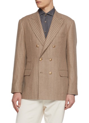 Main View - Click To Enlarge - BRUNELLO CUCINELLI - Double Breasted Striped Blazer