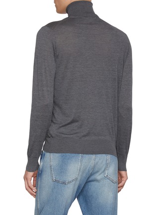 Back View - Click To Enlarge - BRUNELLO CUCINELLI - Long Sleeve Turtleneck Cotton Silk Knit Sweater