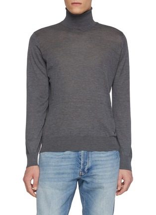 Main View - Click To Enlarge - BRUNELLO CUCINELLI - Long Sleeve Turtleneck Cotton Silk Knit Sweater
