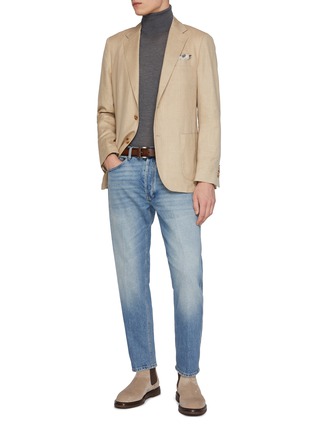 Figure View - Click To Enlarge - BRUNELLO CUCINELLI - Long Sleeve Turtleneck Cotton Silk Knit Sweater