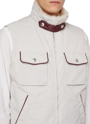  - BRUNELLO CUCINELLI - Zipped Shearling Collar Padded Vest