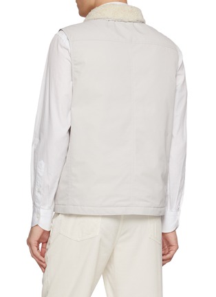 Back View - Click To Enlarge - BRUNELLO CUCINELLI - Zipped Shearling Collar Padded Vest