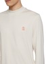  - BRUNELLO CUCINELLI - Long Sleeve Logo Print Turtleneck Cotton Jersey Top