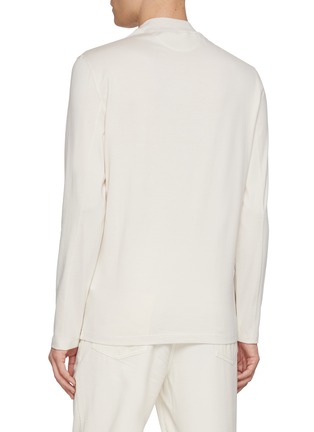 Back View - Click To Enlarge - BRUNELLO CUCINELLI - Long Sleeve Logo Print Turtleneck Cotton Jersey Top