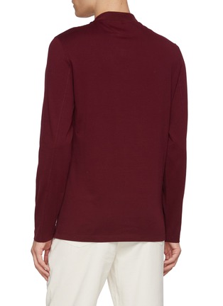 Back View - Click To Enlarge - BRUNELLO CUCINELLI - Long Sleeve Logo Print Turtleneck Cotton Jersey Top