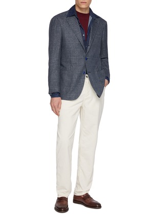 Figure View - Click To Enlarge - BRUNELLO CUCINELLI - Long Sleeve Logo Print Turtleneck Cotton Jersey Top