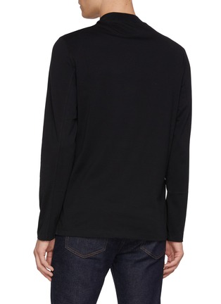 Back View - Click To Enlarge - BRUNELLO CUCINELLI - Long Sleeve Logo Print Turtleneck Cotton Jersey Top