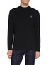 Main View - Click To Enlarge - BRUNELLO CUCINELLI - Long Sleeve Logo Print Turtleneck Cotton Jersey Top