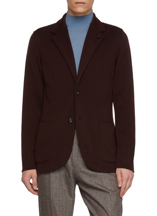 Main View - Click To Enlarge - LARDINI - Single Breasted Notch Lapel Knit Blazer