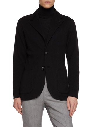 Main View - Click To Enlarge - LARDINI - Single Breasted Notch Lapel Knit Blazer
