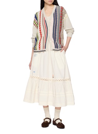 Figure View - Click To Enlarge - STORY MFG - Hand Embroidered Nutmeg Midi Skirt