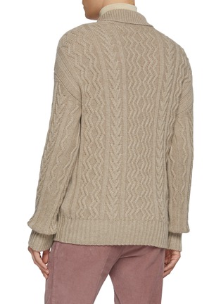Back View - Click To Enlarge - PIACENZA 1733 - Criss Crossed Cashmere Cable Knit Sweater