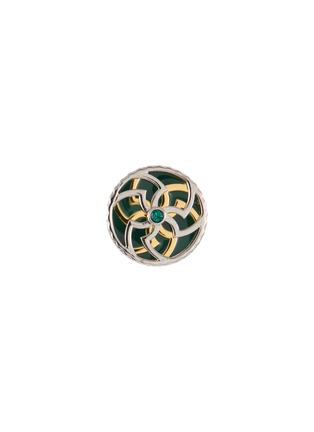 Main View - Click To Enlarge - TATEOSSIAN - Palladium Gold-Toned Enamel Swarovski Rotating Cutwork Trinity Pin