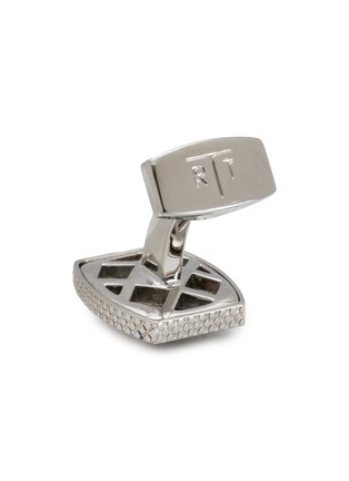 Detail View - Click To Enlarge - TATEOSSIAN - Palladium Mother of Pearl Enamel Diamond Tonneau Cufflinks