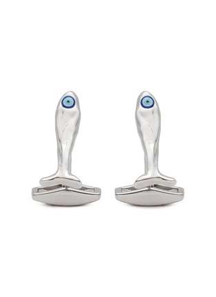 Main View - Click To Enlarge - TATEOSSIAN - Rhodium Sterling Silver Enamel Feng Shui Fish Cufflinks