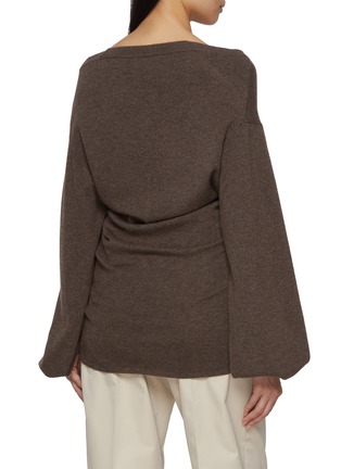 Back View - Click To Enlarge - GIA STUDIOS - Tifa V-Neck Long Sleeve Wool Cashmere Top
