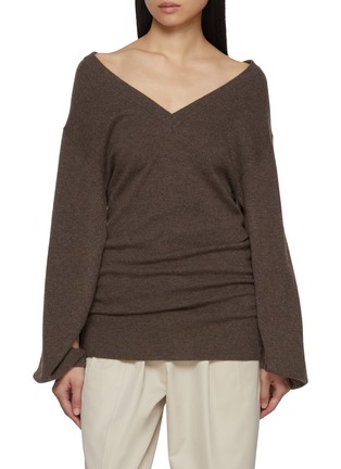 Main View - Click To Enlarge - GIA STUDIOS - Tifa V-Neck Long Sleeve Wool Cashmere Top