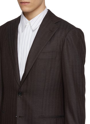 Detail View - Click To Enlarge - RING JACKET - Notch Lapel Single Breasted Milled Herringbone Wool Suit