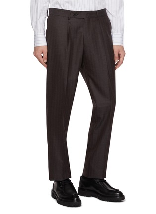 Back View - Click To Enlarge - RING JACKET - Notch Lapel Single Breasted Milled Herringbone Wool Suit