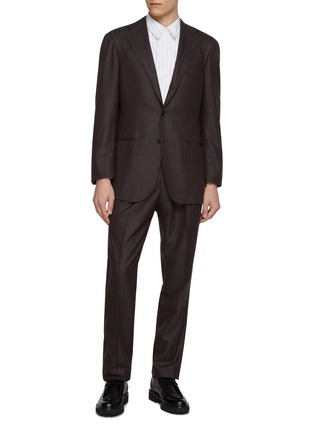 Main View - Click To Enlarge Main View - Click To Enlarge - RING JACKET - Notch Lapel Single Breasted Milled Herringbone Wool Suit