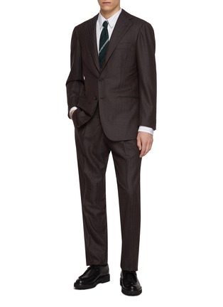 Figure View - Click To Enlarge - RING JACKET - Notch Lapel Single Breasted Milled Herringbone Wool Suit