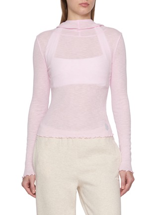 Main View - Click To Enlarge - FP MOVEMENT - Breathe Easy Long Sleeve Hooded Cotton Blend Top