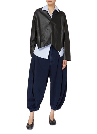 Figure View - Click To Enlarge - LOEWE - Asymmetric Front Leather Shirt