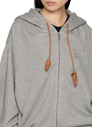  - LOEWE - Flamenco Leather Cord Zip Up Cotton Cashmere Fleece Hoodie