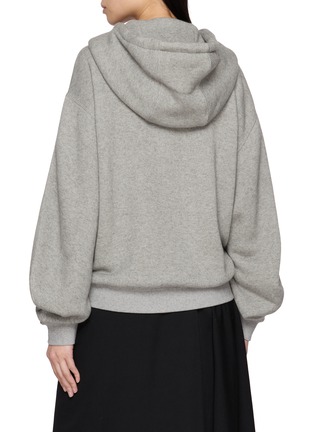 Back View - Click To Enlarge - LOEWE - Flamenco Leather Cord Zip Up Cotton Cashmere Fleece Hoodie