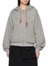LOEWE Flamenco Leather Cord Zip Up Cotton Cashmere Fleece Hoodie