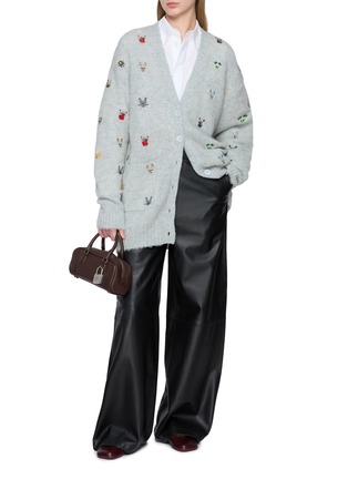 Figure View - Click To Enlarge - LOEWE - Cat Embroidered Belted Cardigan