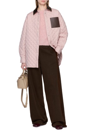 Figure View - Click To Enlarge - LOEWE - Corduroy Collar Leather Pocket Quilted Jacket