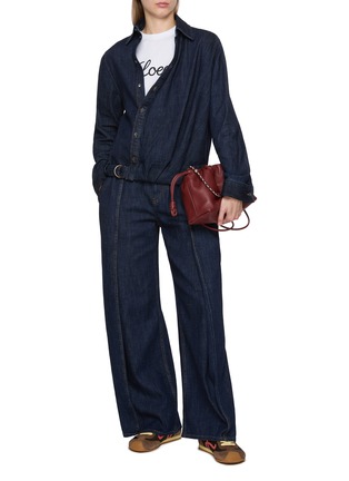 Figure View - Click To Enlarge - LOEWE - Belted Barrel Dark Wash Jeans