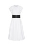 Main View - Click To Enlarge - ALAÏA - Capsleeve Round Neck Belted Cotton Poplin Dress