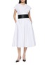 Figure View - Click To Enlarge - ALAÏA - Capsleeve Round Neck Belted Cotton Poplin Dress