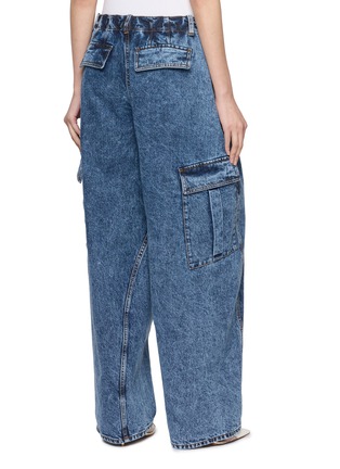 Back View - Click To Enlarge - ALAÏA - Dark Wash Denim Cargo Pants