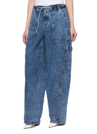 Front View - Click To Enlarge - ALAÏA - Dark Wash Denim Cargo Pants