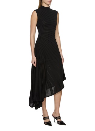 Front View - Click To Enlarge - ALAÏA - Asymmetrical Sculpted Rib Wool Dress