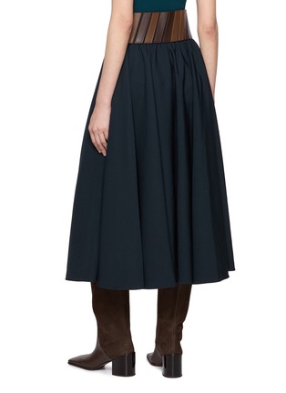 Back View - Click To Enlarge - ALAÏA - Leather Panel Waistband Wool Skirt