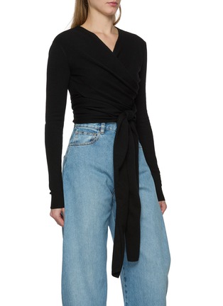 Front View - Click To Enlarge - ALAÏA - Long Sleeve Wrapped Knit Top