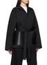 Front View - Click To Enlarge - ALAÏA - Wrap Tie Waist Wool Leather Jacket