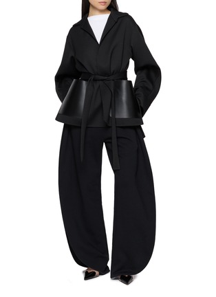 Figure View - Click To Enlarge - ALAÏA - Wrap Tie Waist Wool Leather Jacket