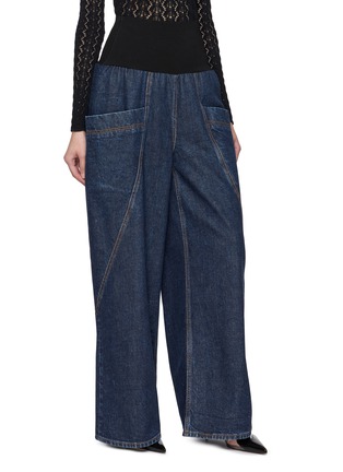 Front View - Click To Enlarge - ALAÏA - Ribbed Waistband Raw Cotton Denim Track Pants