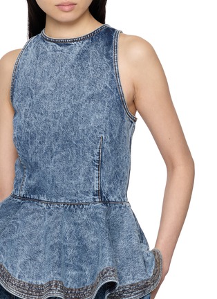  - ALAÏA - Medium Wash Denim Peplum Top