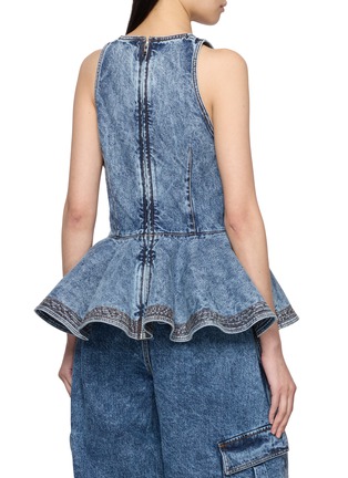 Back View - Click To Enlarge - ALAÏA - Medium Wash Denim Peplum Top