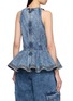Back View - Click To Enlarge - ALAÏA - Medium Wash Denim Peplum Top