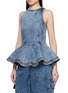 Front View - Click To Enlarge - ALAÏA - Medium Wash Denim Peplum Top