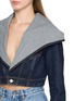  - ALAÏA - Cropped Cotton Denim Hooded Jacket