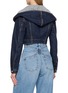 Back View - Click To Enlarge - ALAÏA - Cropped Cotton Denim Hooded Jacket
