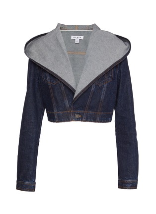 Main View - Click To Enlarge - ALAÏA - Cropped Cotton Denim Hooded Jacket